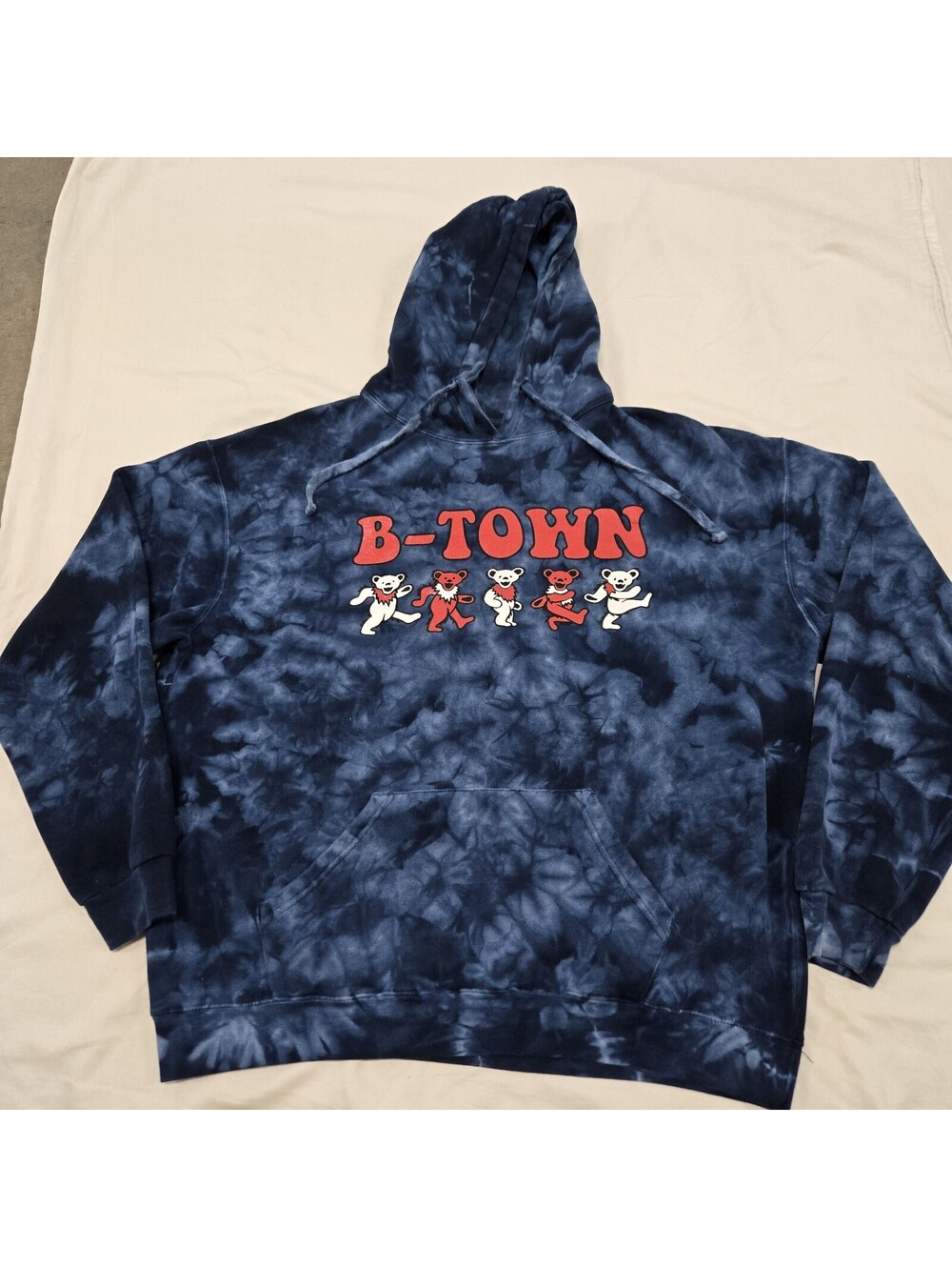 Size XL Grateful Dead B-Town Tie Dye Hoodie Dancing Bears Graphic Blue Red White